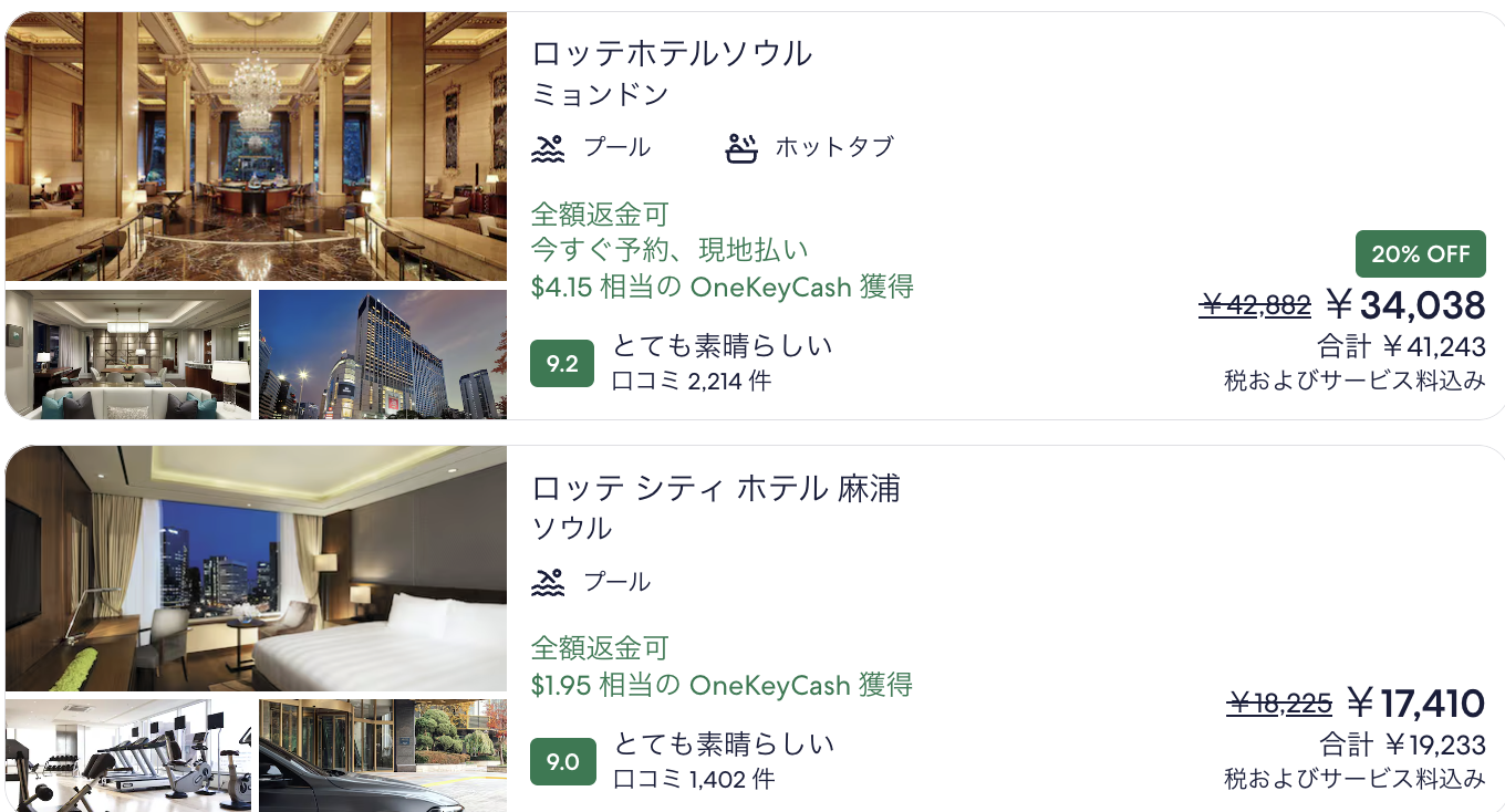 エクスペディアに掲載されている宿泊プラン