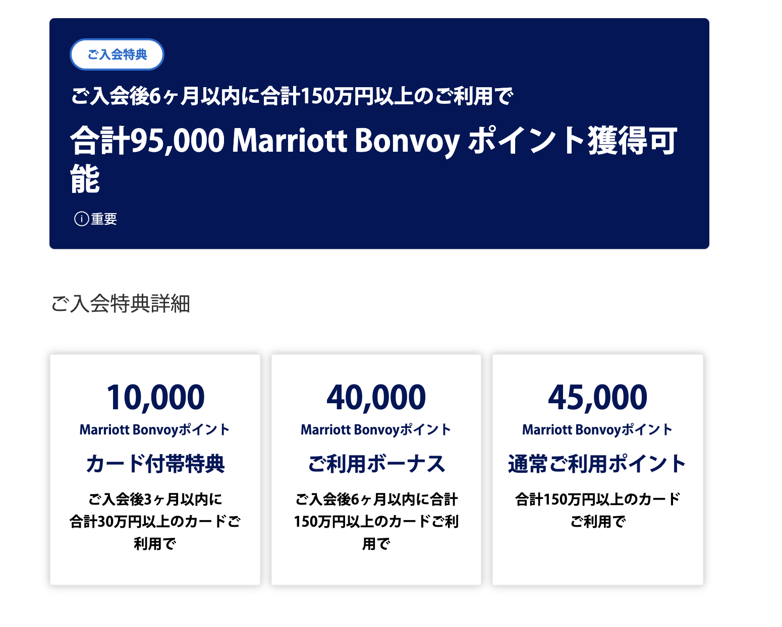 2026年4月15日から開始したマリオットボンヴォイプレミアムアメックスカードの新規入会キャンペーンで獲得できるポイント数
