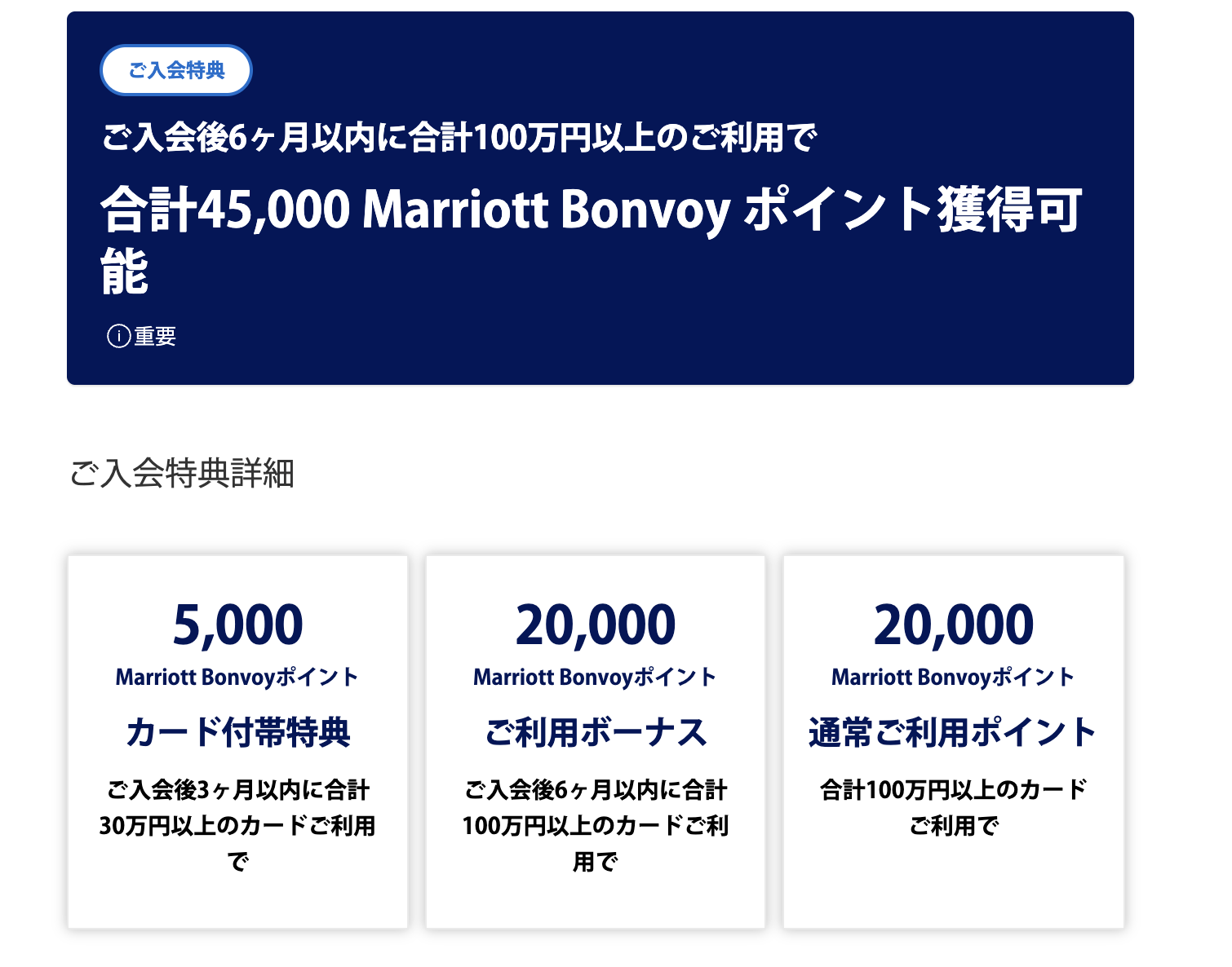 2026年4月15日から開始したマリオットボンヴォイアメックスカードの新規入会キャンペーンで獲得できるポイント数